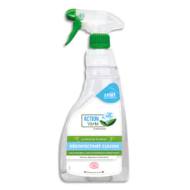 ACTION VERTE Spray 750 ml désinfectant cuisine 3en1, nettoie, dégraisse désinfecte, sans parfum Ecocert photo du produit