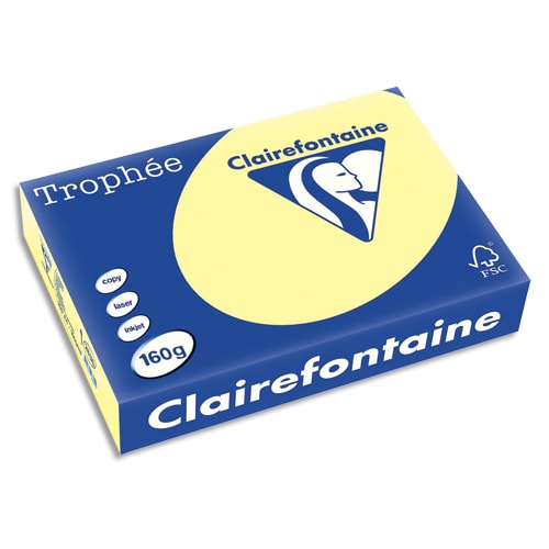 CLAIREFONTAINE Ramette de 250 feuilles papier couleur TROPHEE 160 grammes format A4 canari 2636 photo du produit Principale L