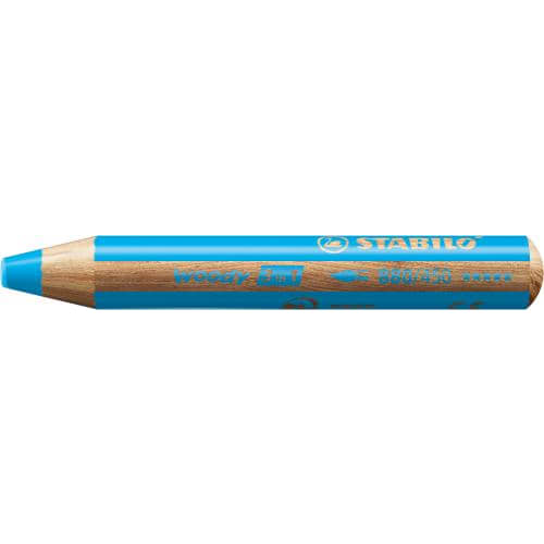 STABILO woody 3in1 crayon de couleur multi-surfaces mine extra-large (10 mm) - Cyan photo du produit