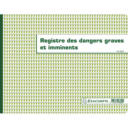 EXACOMPTA Registre Dangers graves et imminents format 24x32cm, piqûre 20 pages foliotées 6622E photo du produit