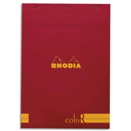 RHODIA Bloc coloR agrafé en-tête 21x29,7cm (n°18) 140 pages lignées. Couverture rembordée Coquelicot photo du produit