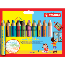 STABILO Etui carton de 10 crayons multi-talents STABILO Woody 3in1 duo + 1 taille-crayon photo du produit