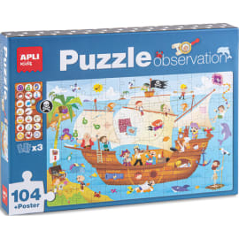 APLI KIDS Puzzle d'observation sur le thème du bateau pirate. 104 pièces. À partir de 5 ans. photo du produit