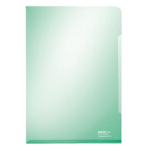 LEITZ Sachet de 100 pochettes-coin A4 en PVC 15/100ème lisse. Coloris vert photo du produit Principale L