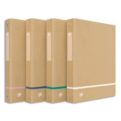 OXFORD Classeur 4 anneaux TOUAREG dos 4cm carte kraft recyclé. Format A4. Coloris beige liseret assortis photo du produit Principale L