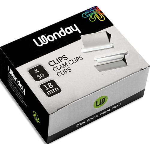 WONDAY Boîte de 50 Pinces à Clips en métal 18 mm photo du produit Principale L