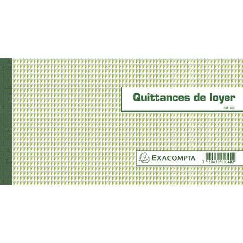 EXACOMPTA Carnet à souche Quittances de loyer 13,5x18,5cm - 50 feuillets - Format horizontal photo du produit