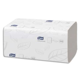 TORK Colis de 20 Paquets de 128 Essuie-mains Advanced gaufrées 2 plis pliées en C Format 24,8x31 cm Blanc photo du produit