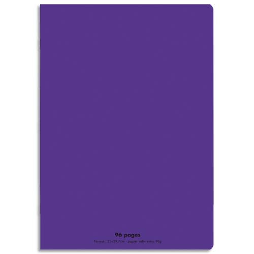 CONQUERANT C9 Cahier piqûre 21x29,7cm 96 pages 90g grands carreaux Seyès. Couverture polypropylène Violet photo du produit Principale L