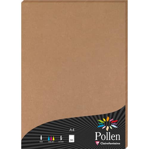 CLAIREFONTAINE Etui de 50 feuilles 210g POLLEN 21x29,7cm. Coloris Kraft photo du produit Principale L