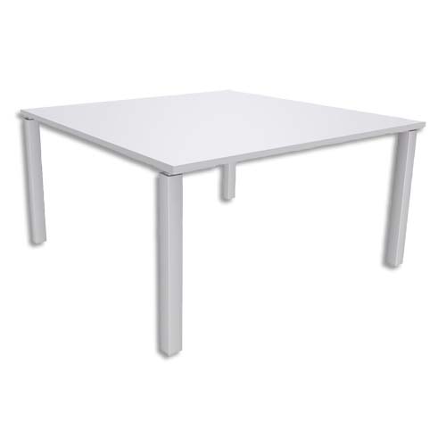 SIMMOB Table de réunion Steely pied Exprim Blanc perle alu en bois et métal - Dim : L140 x H72 x P140 cm photo du produit Principale L