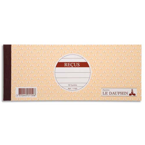 LE DAUPHIN Carnet de reçus 9 x 22,5 cm 50 feuillets 10 colonnes photo du produit Principale L