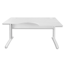 MT INTERNATIONAL Bureau compact retour droit pied L Blanc MT5 - Dimensions : L160 x H73 x P80/100 cm photo du produit