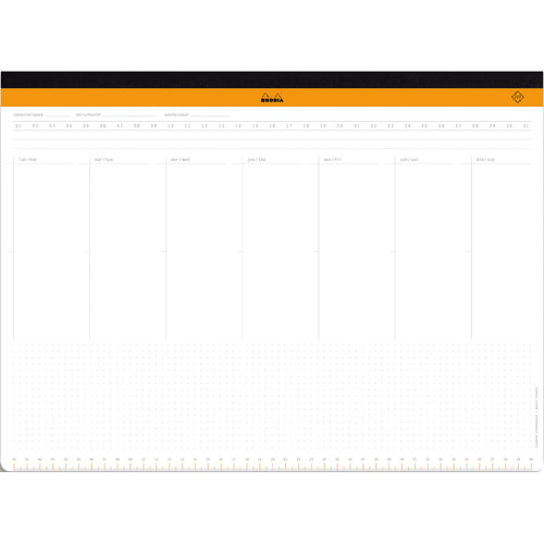 CLAIREFONTAINE RHODIA Sous-main semainier entoilé A3 60 feuillets microperforés perpétuel, non daté photo du produit Principale L