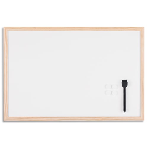 BI-OFFICE Tableau blanc magnétique, surface en acier laqué, cadre en bois de pin. Format 40x30 cm photo du produit Principale L