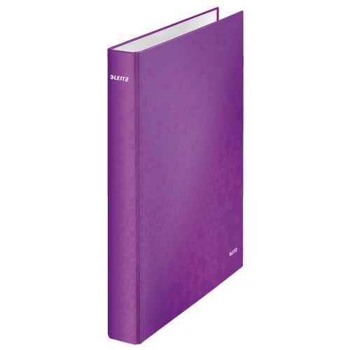 LEITZ Classeur 4 anneaux Ø25 WOW en carton pelliculé. Dos 4 cm. Format A4+. Coloris Violet photo du produit Principale L