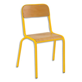 SODEMATUB Lot de 4 chaises scolaire ALEXIS, hêtre, assise 35 x 36 cm, haut.assise 35 cm, taille 3, jaune photo du produit