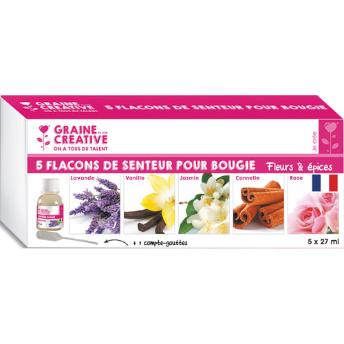 GRAINE CREATIVE Lot de 5 flacons de 27 ml de senteurs pour bougie : fleurs et épices photo du produit Principale L