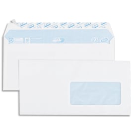 GPV Boîte de 500 enveloppes vélin Blanc 80g DL 110x220mm auto-adhésives avec fenêtre 45x100mm photo du produit