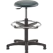 Tabouret grande hauteur vinyle Noir avec repose-pieds en acier chrom&eacute; sur patins, r&eacute;glable en hauteur photo du produit