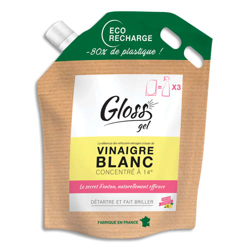 GLOSS Recharge vinaigre blanc 2.5L. Détartre et fait briller. Formule gel. Parfum citron 100% naturel. photo du produit Principale L