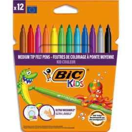 BIC Kids Couleur Feutres de Coloriage pour Enfants, Pointe Moyenne -  Couleurs Assorties, Etui Carton de 18+6 : : Jeux et Jouets