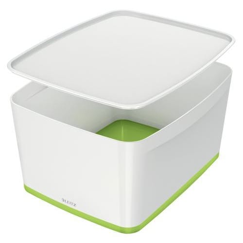 LEITZ Boîte MYBOX medium avec couvercle en ABS. Coloris Blanc fond Vert photo du produit Principale L