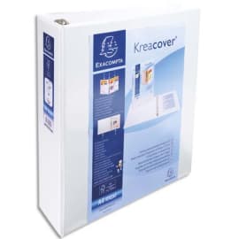 EXACOMPTA Classeur personnalisable KREACOVER 3 faces 4 anneaux Ø60 mm en D. En polypropylène Blanc. photo du produit