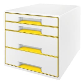 LEITZ Module de classement WOW, 2 petits + 2 grands tiroirs - Dim : L36,3 x H27 x P28,7 cm. Coloris Jaune photo du produit