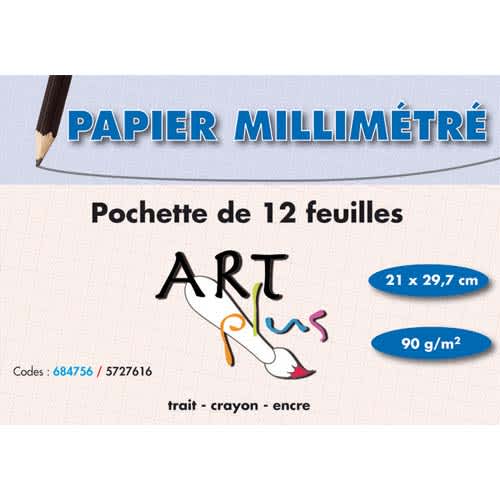 ART PLUS Pochette de 12 feuilles papier millimétré 90g format A4 photo du produit Principale L