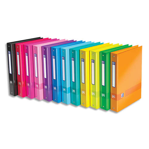 OXFORD Classeur 4 anneaux Color Life rembordé carte, format A4+. Dos 4 cm. Coloris assortis photo du produit Principale L