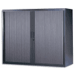 VINCO Armoire basse métal monobloc Corps et Rideaux ANTHRACITE 2 tablettes - Dim.120x105x43 cm photo du produit