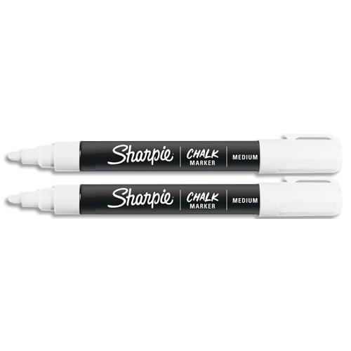 SHARPIE Blister de 2 marqueurs SHARPIE Chalk White, pointe ogive moyenne. Coloris blanc photo du produit Principale L