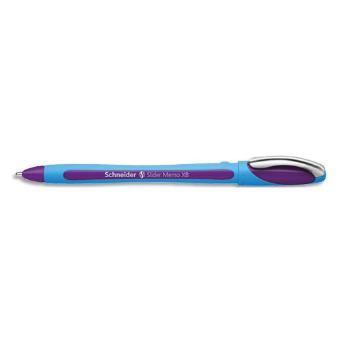 SCHNEIDER Stylo bille SLIDER MEMO à capuchon,pointe large,corps caoutchouc,encre indélébile Violette photo du produit Principale L