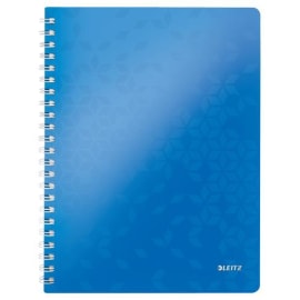 LEITZ Cahier spiralé WOW 21x29,7cm, 160 pages lignées. Couverture souple polypropylène. Coloris Bleu photo du produit