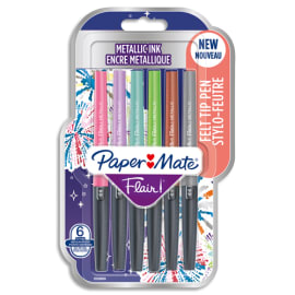 PAPERMATE Blister de 6 feutres Flair Metallic assortis photo du produit