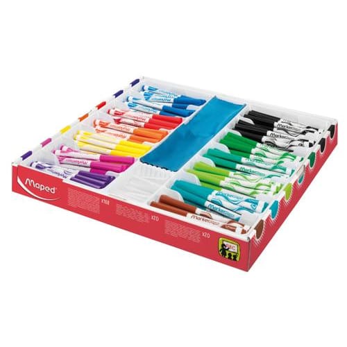 MAPED Schoopack FEAS Marker peps : 168 feutres + chiffonettes + capuchons de rechange. 12 couleurs photo du produit Secondaire 1 L