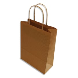 BONG Boîte 250 sacs poignées torsadées kraft naturel 100%, format 18,4 x 24 x 8 cm, Couleur Naturel photo du produit