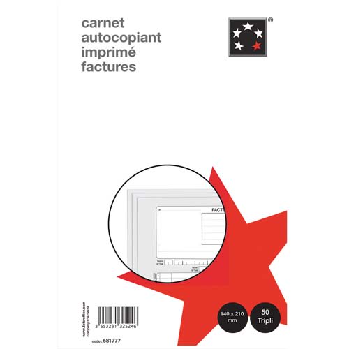 Carnet autocopiant factures