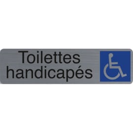 EXACOMPTA Plaque adhésive imitation aluminium Toilettes handicapés 16,5X4,4 cm 67164E photo du produit