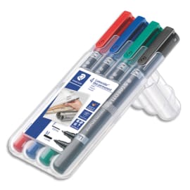 STAEDTLER Etui rigide de 4 marqueurs LUMOCOLORpermanent duo double pointe -coloris assortis photo du produit