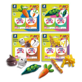 GRAINE CREATIVE Lot 4 kits FIMO® KIDS FUNNY : carottes, petits pois, saucisses frites, papier toilettes. photo du produit