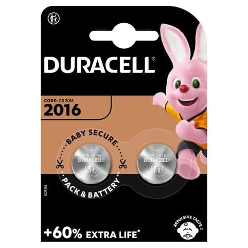 DURACELL Piles boutons lithium spéciales 2016 3V, lot de 2 (DL2016