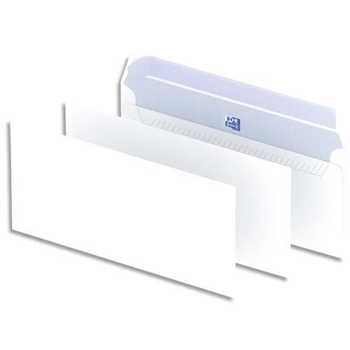 OXFORD Boîte de 500 enveloppes Blanches auto-adhésives 90g format DL 110x220 mm photo du produit Principale L