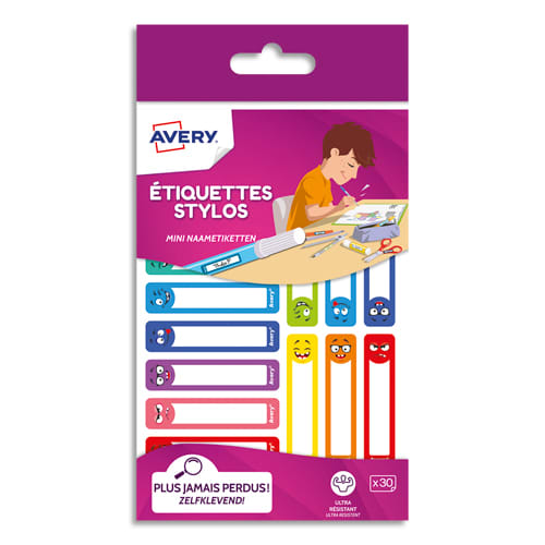 AVERY Sachet de 30 étiquettes Stylo Smiley RESMI30S photo du produit Principale L