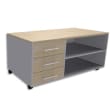 SIMMOB Console mobile + caisson 3 tiroirs + plumier EXPRIM - L120 x H63 x P60 cm Chêne clair aluminium photo du produit