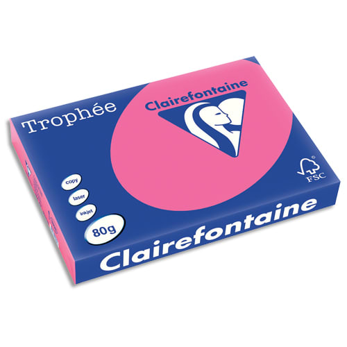 CLAIREFONTAINE Ramette de 500 feuilles papier couleur TROPHEE 80 grammes format A3 Rose Fuchsia 1898 photo du produit Principale L