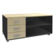 SIMMOB Console mobile 3 tiroirs Steely Erable carbone en bois - Dimensions : L120 x H63 x P60 cm photo du produit