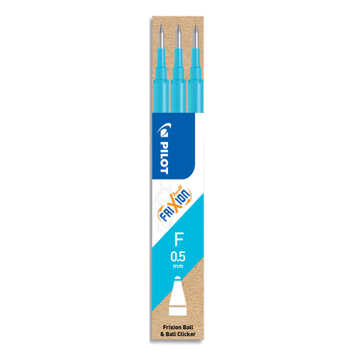 PILOT Set de 3 recharges pour roller FriXion. Pointe fine 0,5 mm. Encre Turquoise photo du produit Principale L