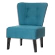 PAPERFLOW Fauteuil Brighton en bois et polyester pied Noir revêtement Bleu, L640 x H820 x P650 cm photo du produit